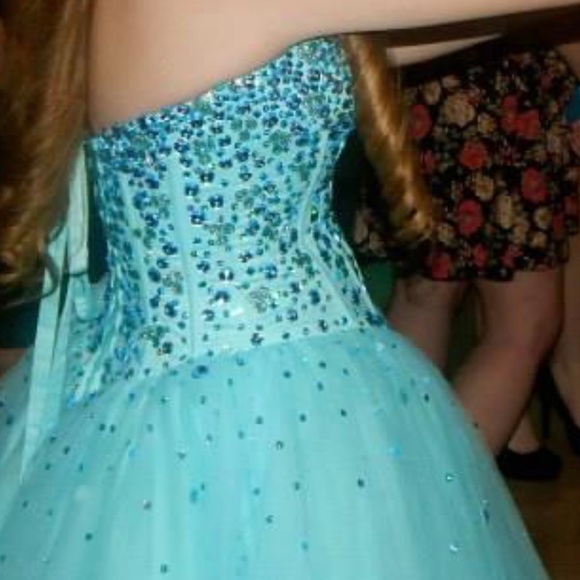 Teal Sweet 16 dress - prom dress - quinceanera dress - Picture 9 of 11